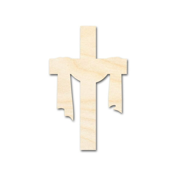 Unfinished Wood Draped Cross Shape 14" / 3/4"