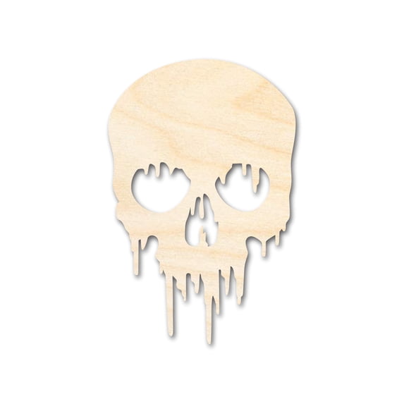 Unfinished Wood Dripping Skull Shape | Halloween Craft Cutout 16" / 1/4"