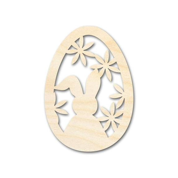 Unfinished Wood Easter Bunny Flower Egg Shape - Easter Craft - up to 46" DIY 4" / 1/8"
