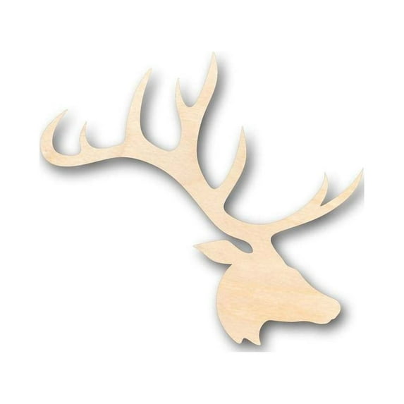 Unfinished Wood Elk Head Antlers Shape - Animal - Wildlife - Craft - up to 46" DIY 6" / 1/4"