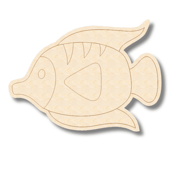 Unfinished Wood Etched Angel Ocean Fish Shape 3" / 1/8"