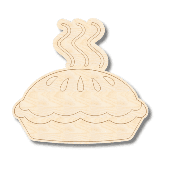 Unfinished Wood Etched Apple Pie Shape | Paint By Line Crafts 14" / 1/4"