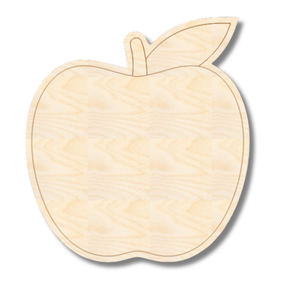 Unfinished Wood Etched Apple Shape | Paint By Line Crafts 20" / 1/4"