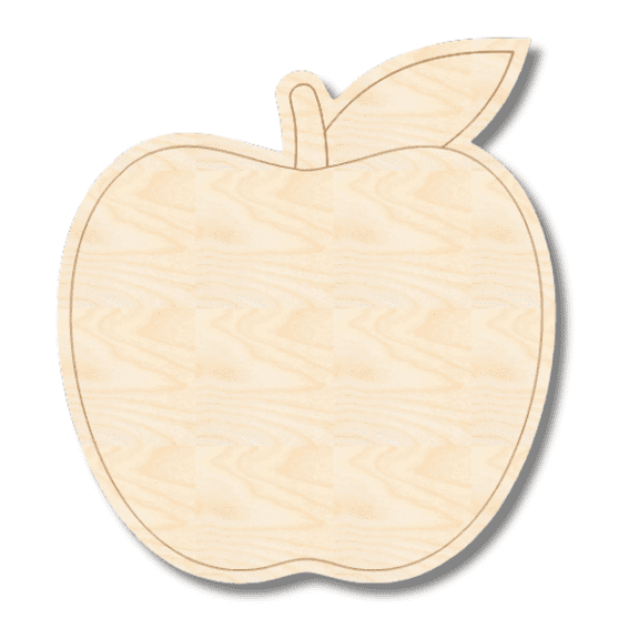 Unfinished Wood Etched Apple Shape | Paint By Line Crafts 20" / 1/4"