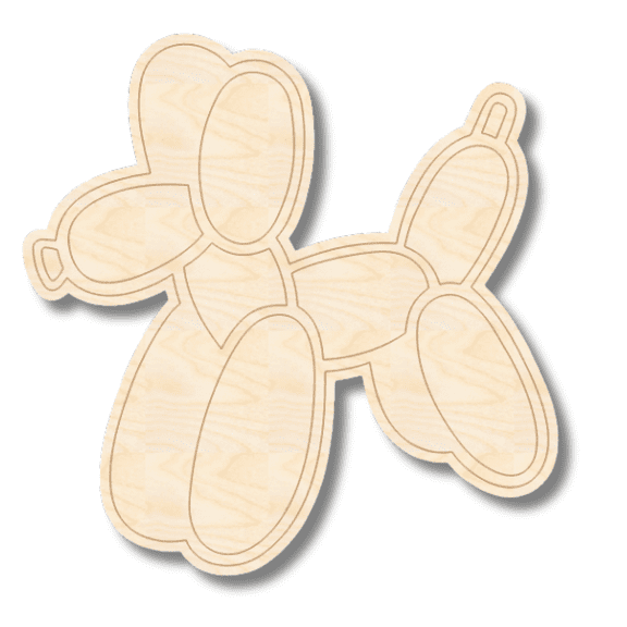 Unfinished Wood Etched Balloon Dog Shape | Paint By Line Crafts 3" / 1/8"