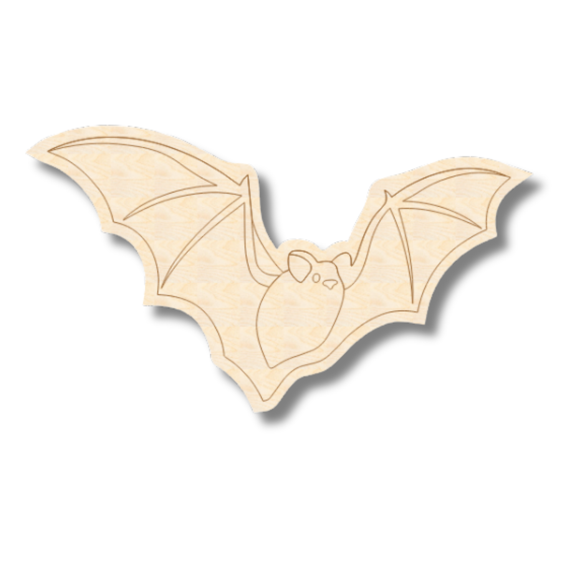 Unfinished Wood Etched Bat Shape | Paint By Line Crafts 5" / 1/4"