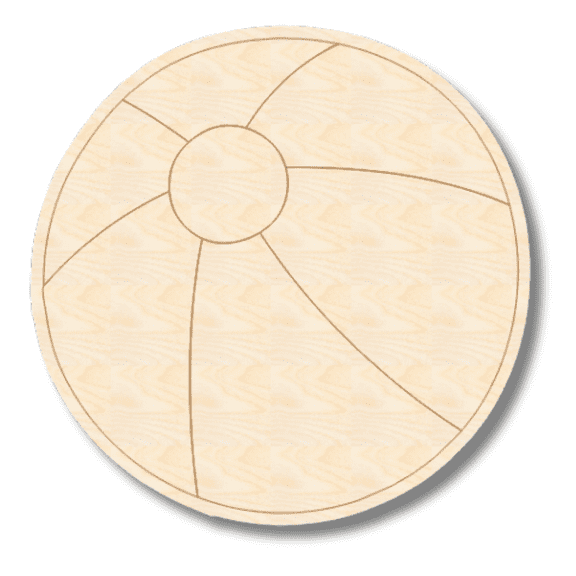Unfinished Wood Etched Beach Ball Shape | Paint By Line Crafts 4" / 1/8"