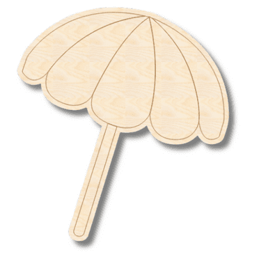 Unfinished Wood Etched Beach Umbrella Shape | Paint By Line Crafts | up to 30" DIY 4" / 1/4"