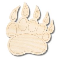 Unfinished Wood Etched Bear Paw Shape 8" / 1/4"