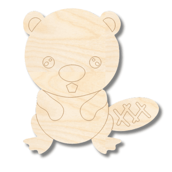 Unfinished Wood Etched Beaver Shape 6" / 1/8"