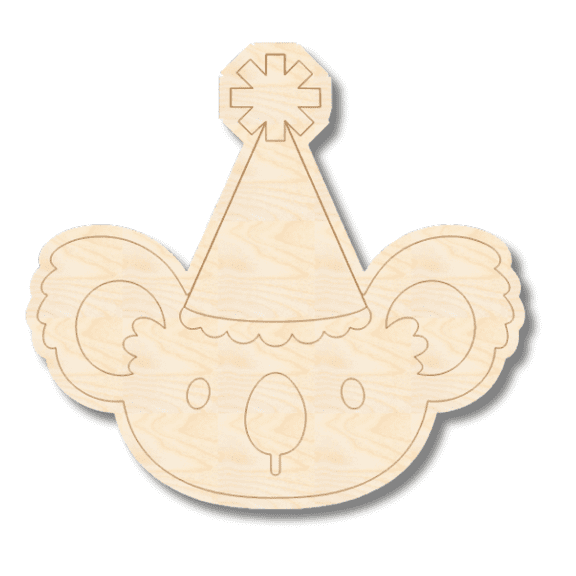 Unfinished Wood Etched Birthday Koala Shape | Paint By Line Crafts | up to 30" DIY 7" / 1/8"