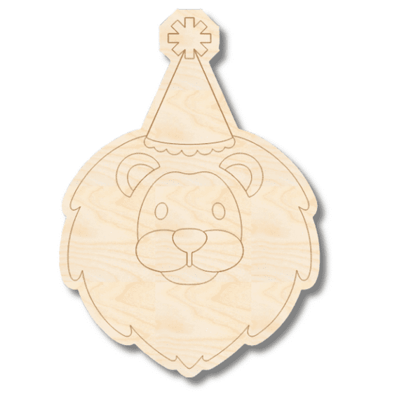 Unfinished Wood Etched Birthday Lion Shape 14" / 1/4"
