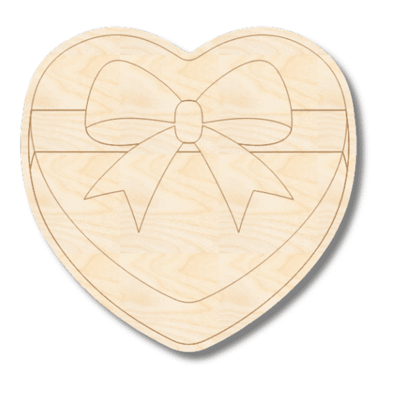 Unfinished Wood Etched Box of Chocolates Shape 10" / 1/4"