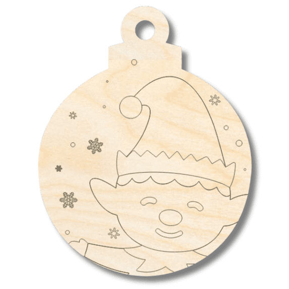 Unfinished Wood Etched Boy Elf Ornament Shape | Paint By Line Crafts 6" / 1/8"