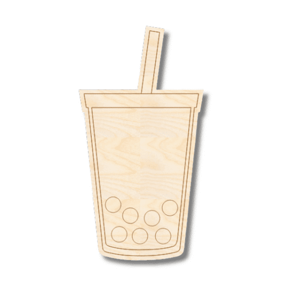 Unfinished Wood Etched Bubble Tea Shape 14" / 1/8"