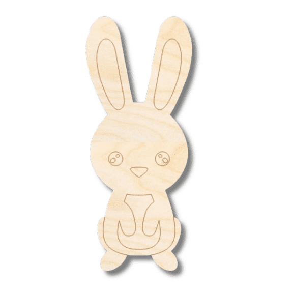 Unfinished Wood Etched Bunny Shape 12" / 1/4"