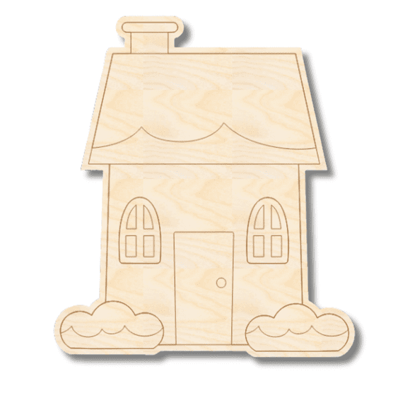 Unfinished Wood Etched Cabin Shape | Paint By Line Crafts 16" / 1/8"
