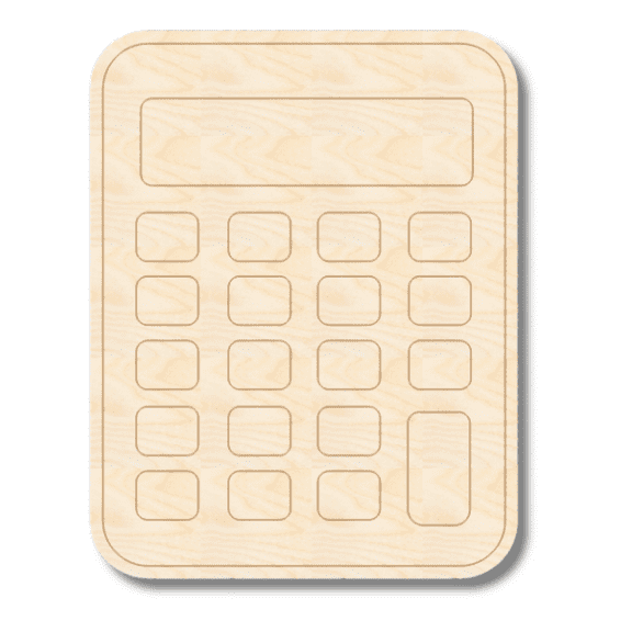 Unfinished Wood Etched Calculator Shape 7" / 1/8"