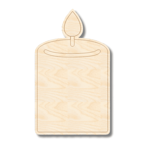 Unfinished Wood Etched Candle Shape | Paint By Line Crafts 10" / 1/8"