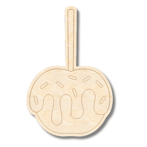 Unfinished Wood Etched Candy Apple Shape | Paint By Line Crafts | up to 30" DIY 3" / 1/8"