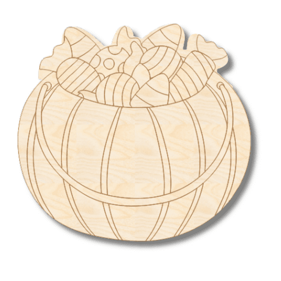 Unfinished Wood Etched Candy Bucket Shape 3" / 1/4"
