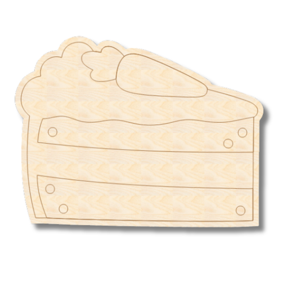 Unfinished Wood Etched Carrot Cake Shape | Paint By Line Crafts 12" / 1/8"