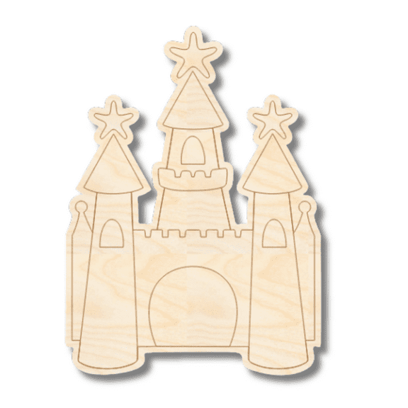 Unfinished Wood Etched Castle Shape 4" / 1/8"
