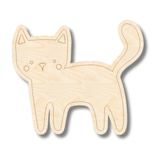 Unfinished Wood Etched Cat Shape 20" / 1/8"