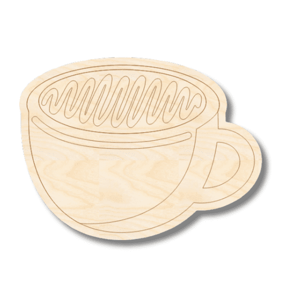 Unfinished Wood Etched Chai Tea Shape | Paint By Line Crafts 6" / 1/4"