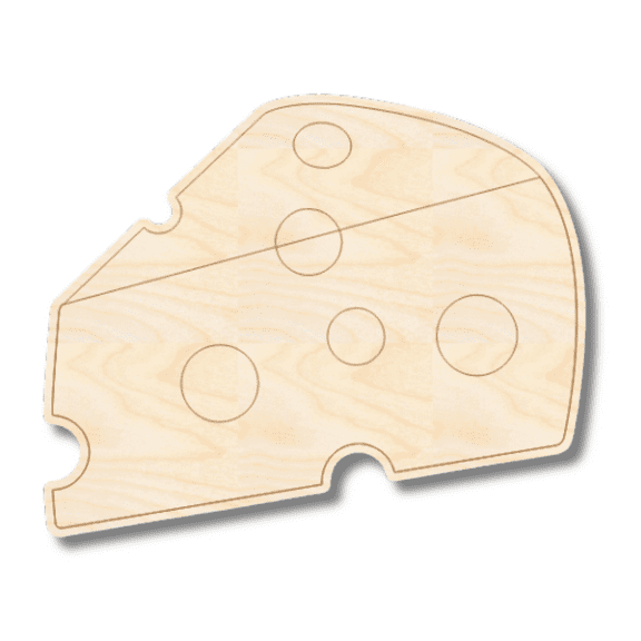 Unfinished Wood Etched Cheese Shape 10" / 1/8"