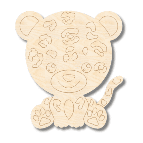 Unfinished Wood Etched Cheetah Shape | Paint By Line Crafts 18" / 1/4"