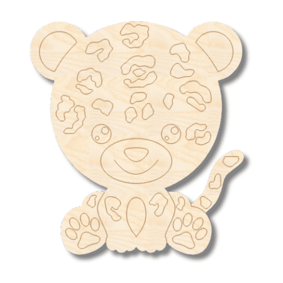 Unfinished Wood Etched Cheetah Shape | Paint By Line Crafts 3" / 1/8"