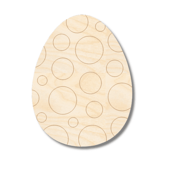 Unfinished Wood Etched Circle Pattern Egg Shape 14" / 1/4"