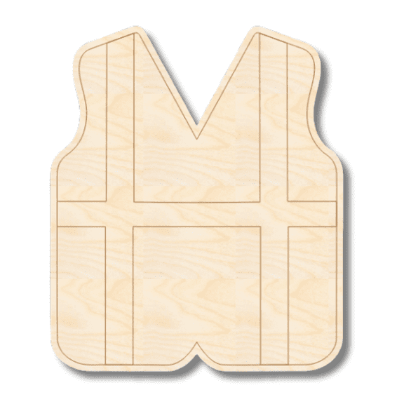 Unfinished Wood Etched Construction Vest Shape 4" / 1/4"