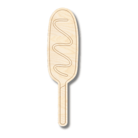 Unfinished Wood Etched Corn Dog Shape 12" / 1/8"