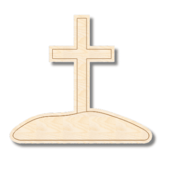 Unfinished Wood Etched Cross Shape | Paint By Line Crafts 3" / 1/8"