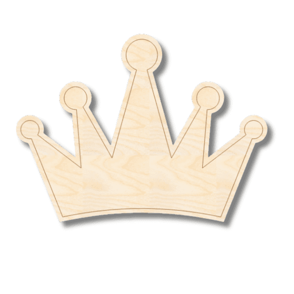 Unfinished Wood Etched Crown Shape | Paint By Line Crafts 16" / 1/4"