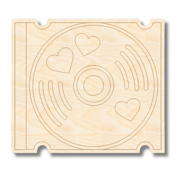 Unfinished Wood Etched Cute CD Shape 3" / 1/8"