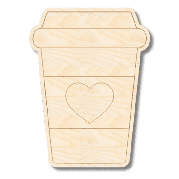 Unfinished Wood Etched Cute Latte Shape | Paint By Line Crafts 6" / 1/8"