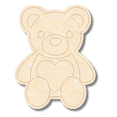 thumbnail image 1 of Unfinished Wood Etched Cute Teddy Bear Shape 16" / 1/4", 1 of 2
