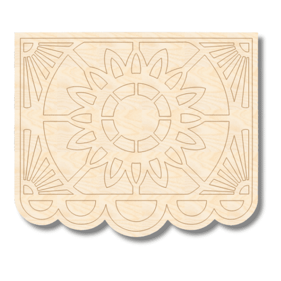 Unfinished Wood Etched Decoration Flag Shape | Paint By Line Crafts 4" / 1/4"