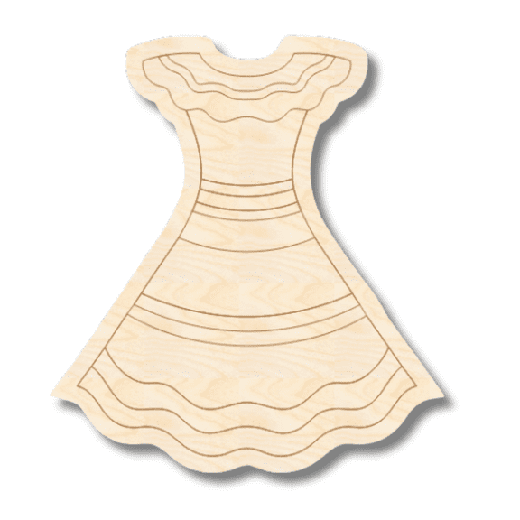 Unfinished Wood Etched Dress Shape 4" / 1/8"