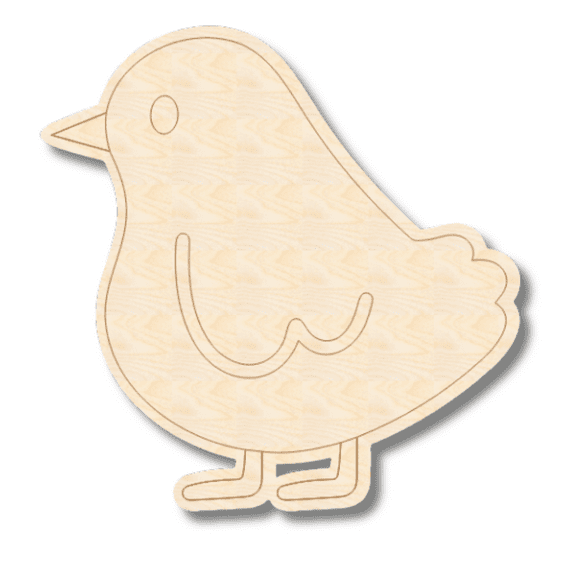Unfinished Wood Etched Easter Chick Shape 3" / 1/8"