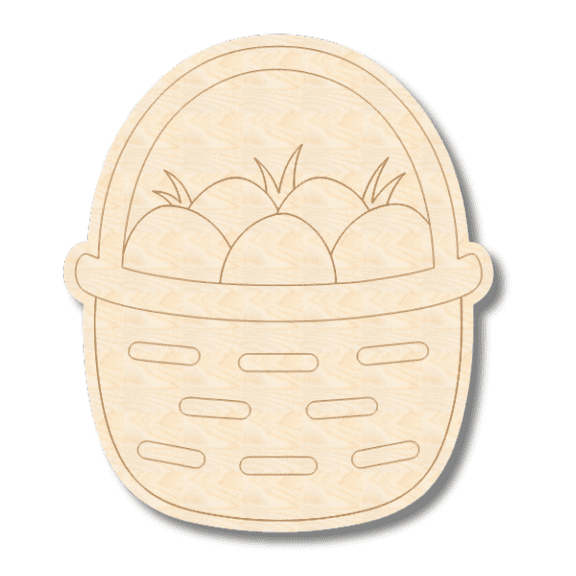 Unfinished Wood Etched Easter Egg Basket Shape 5" / 1/4"