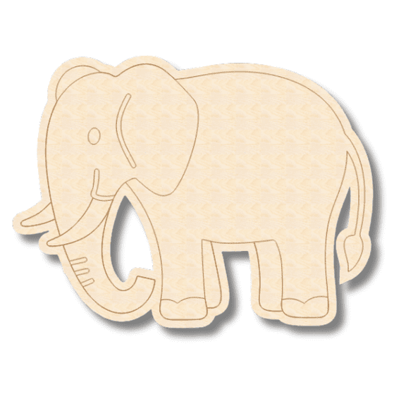 Unfinished Wood Etched Elephant Shape | Paint By Line Crafts | up to 30" DIY 3" / 1/8"