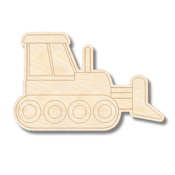 Unfinished Wood Etched Excavator Shape | Paint By Line Crafts 12" / 1/8"