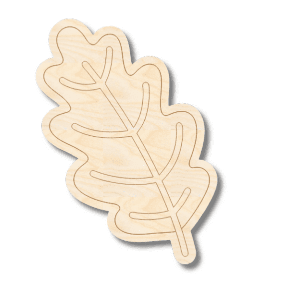 Unfinished Wood Etched Fall Leaf Shape 6" / 1/4"