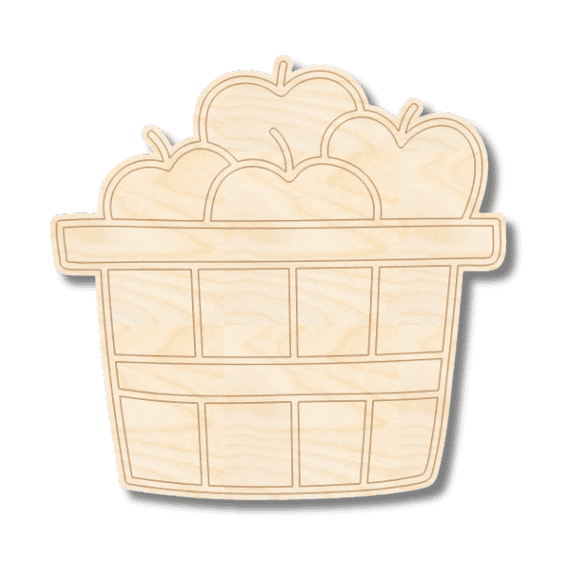 Unfinished Wood Etched Farm Apple Barrel Shape | Paint By Line Crafts 14" / 1/4"