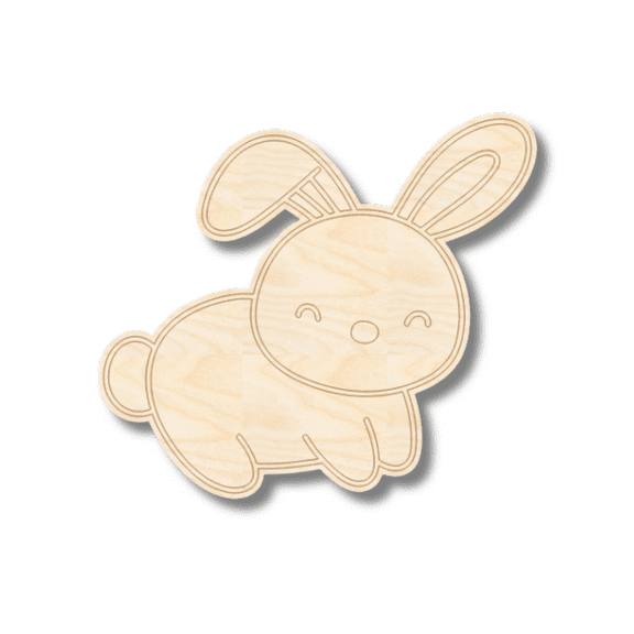 Unfinished Wood Etched Farm Bunny Shape 16" / 1/4"