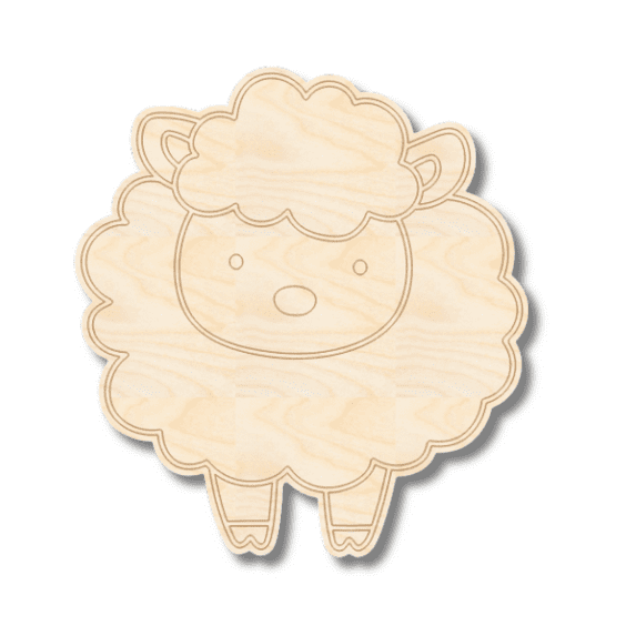 Unfinished Wood Etched Farm Sheep Shape 24" / 1/4"